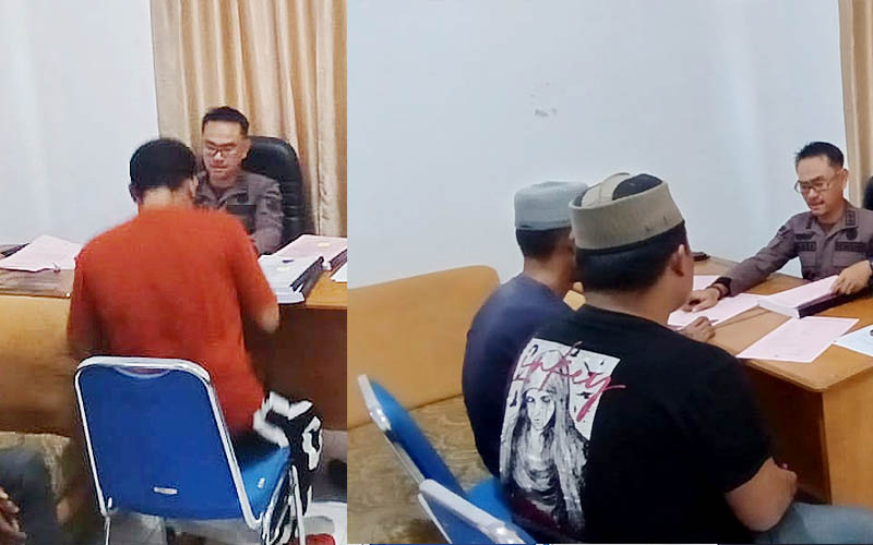 Direktorat Kepolisian Perairan dan Udara (Ditpolairud) Polda Gorontalo melalui Kasubditgakkum, Aipda Ismail Boudelo dan Bripka Adi Junaidi Botutihe menyerahkan berkas perkara kaus bom ikan, bersama tiga tersangka dan barang bukti ke Kejaksaan Negeri Pohuwato. (foto.istimewa)