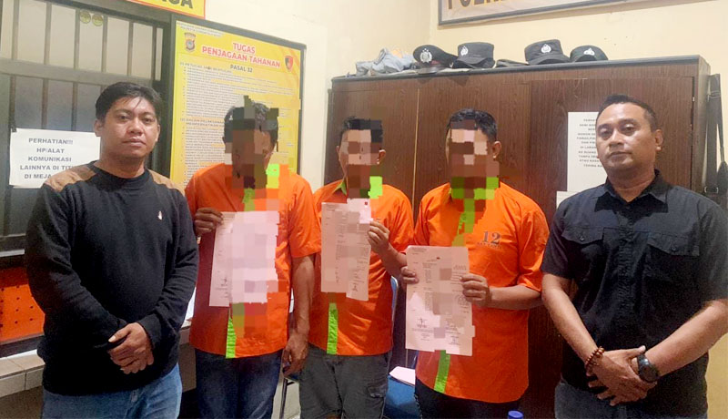 Ketiga terduga pelaku yang diamankan pihak Kepolisian. (foto.istimewa)
