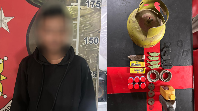 Pelaku dan barang bukti yang berhasil diamankan Tim Rajawali Polresta Gorontalo Kota. (foto.istimewa)